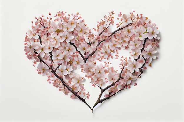 A heart made of cherry blossoms