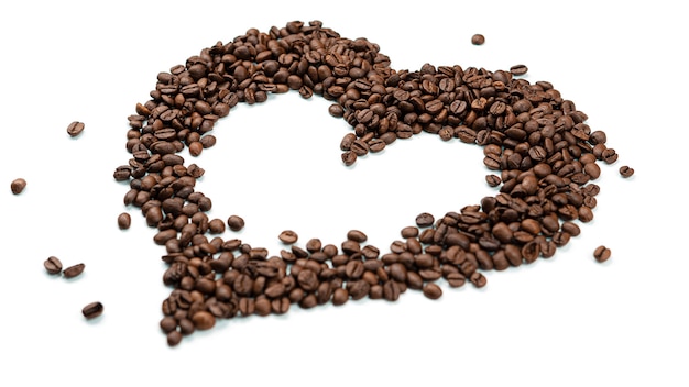 Heart made of coffee beans.