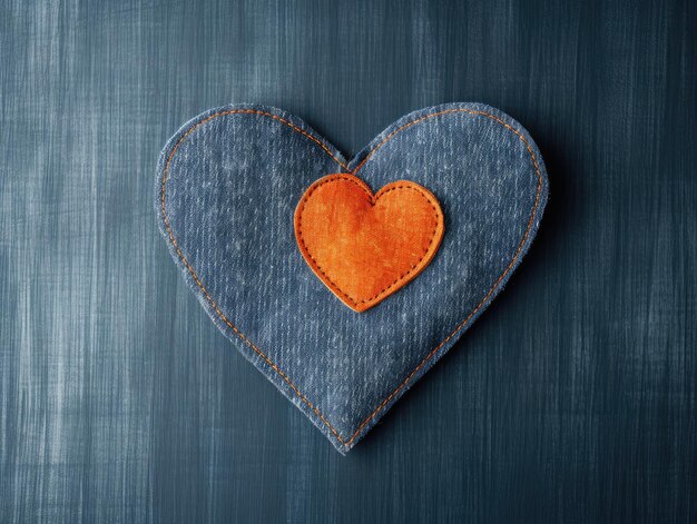 A heart made of denim denim texture and heart