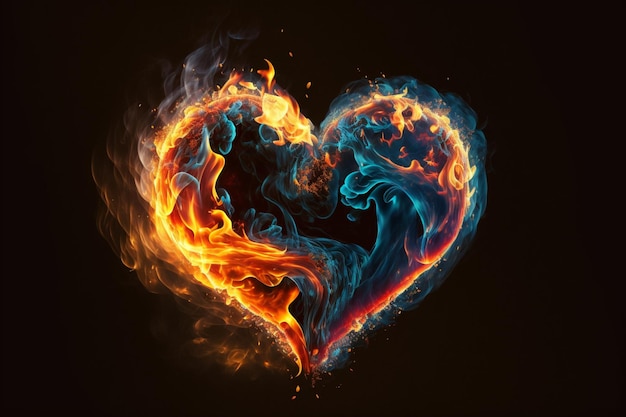 Heart made of fire and flame Generative Ai