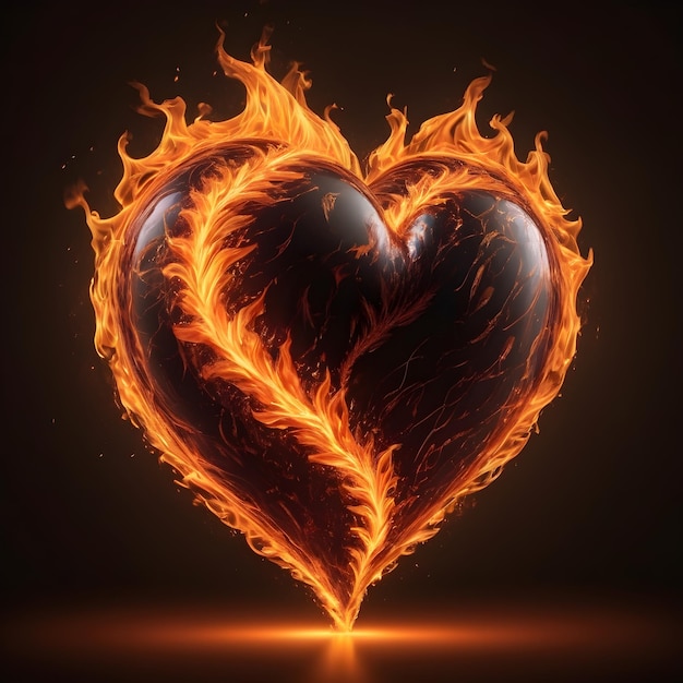 Photo a heart made of fire with flames dancing and flickering valentines day background