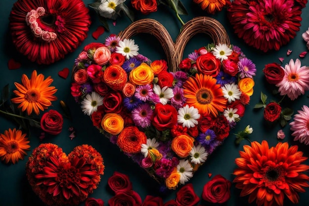 a heart made of flowers and a heart that says quot love quot