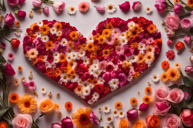 A heart made of flowers and a heart
