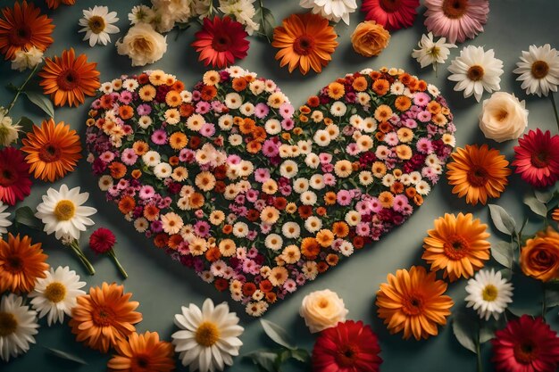 A heart made of flowers and a heart