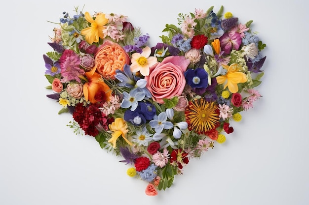 a heart made of flowers with a heart that says " love ".