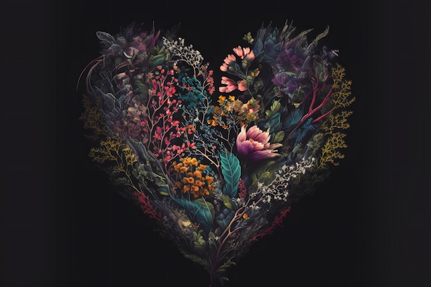 heart made of flowers