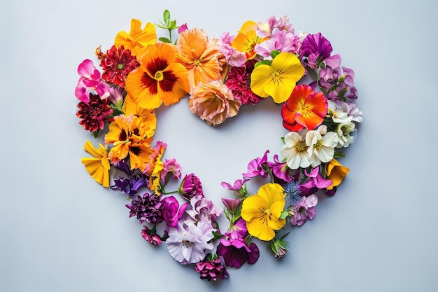 A heart made of fresh flowers