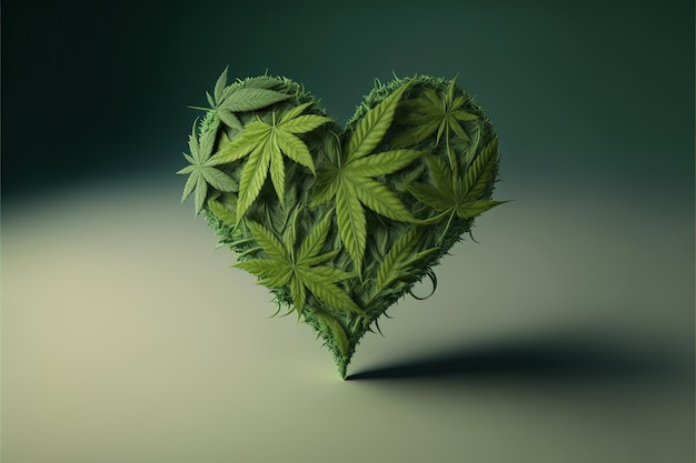 heart made from marijuana leaf