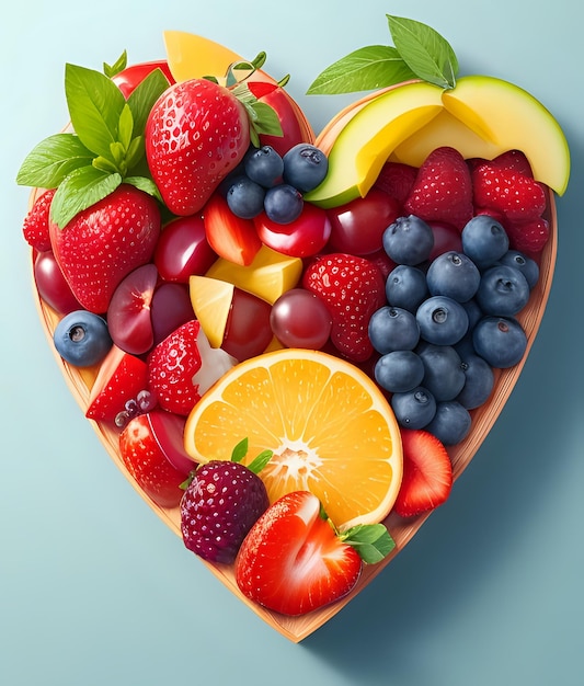 Heart made of fruits genarative ai