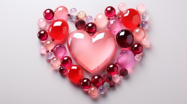 Photo heart made of glass beads on a white background