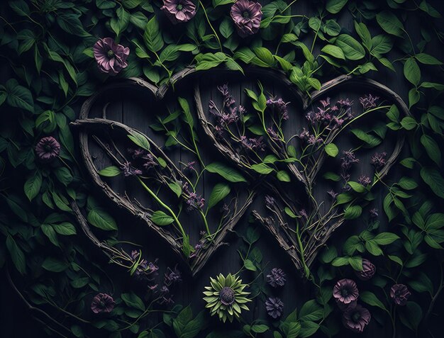 A heart made of leaves and flowers