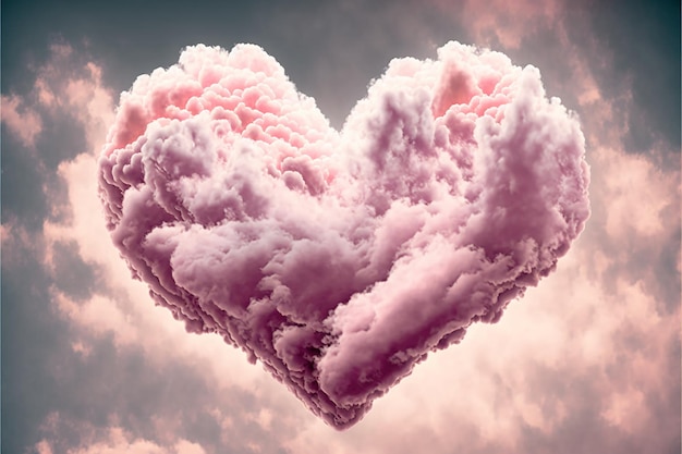 Heart made of mostly pink clouds, isolated, center\
composition