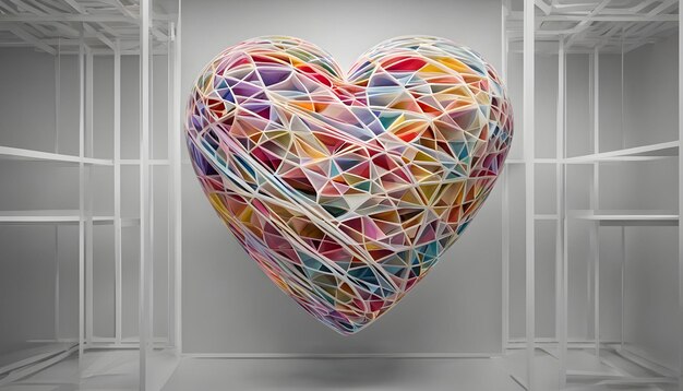 a heart made of multicolored yarn