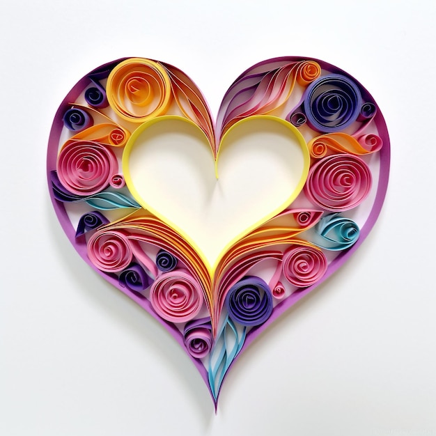 A heart made out of colorful paper flowers generative ai image