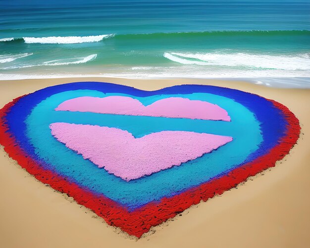 heart made out of rocks on a beach