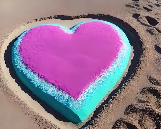 heart made out of rocks on a beach