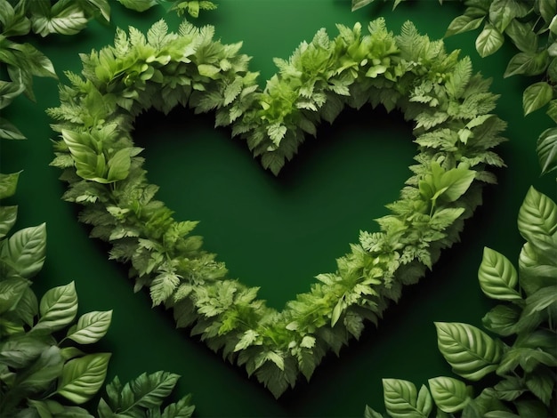 a heart made of plants