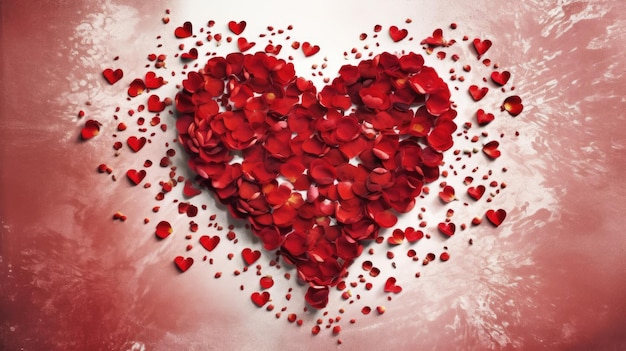 a heart made of red petals