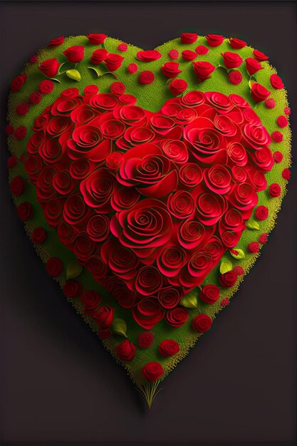 heart made of red roses isolated on white