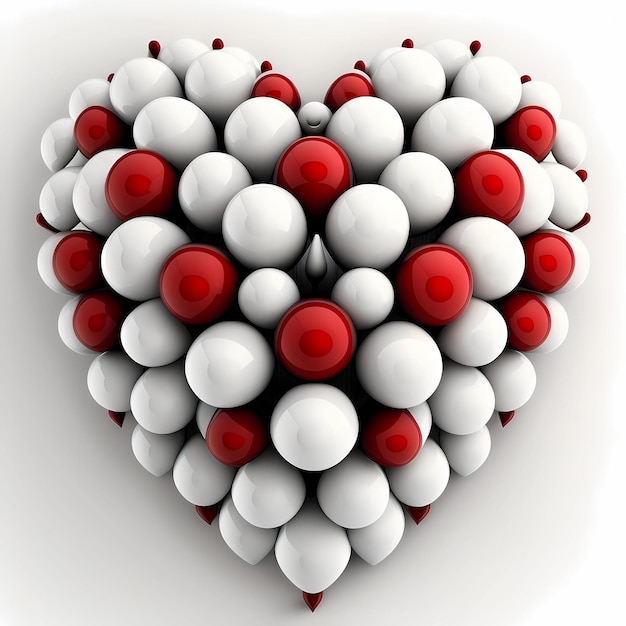 Heart made of red and white balloons