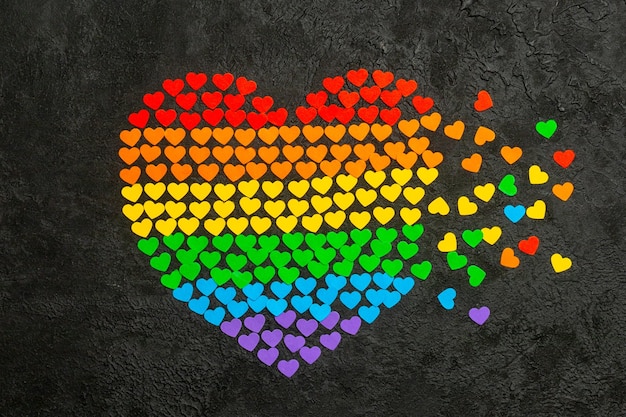 Heart made of small hearts in rainbow colors