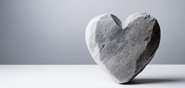 Photo heart made of stone on isolated background concept of love and romance gemstone