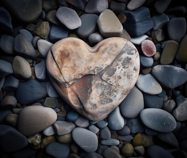 Photo a heart made of stone