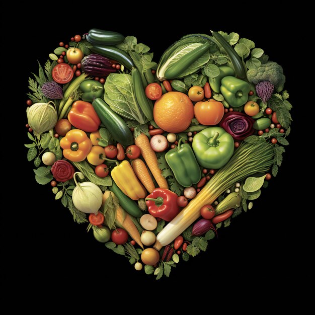 Photo heart made of vegetables