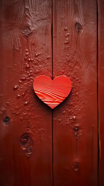 Photo heart made of wood on wooden surface