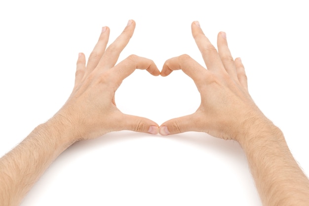 Heart, male hands gesture.