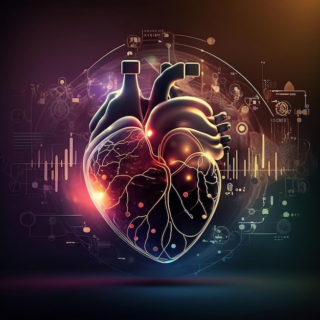 Heart medical icons over blurred background generative Artificial Intelligence