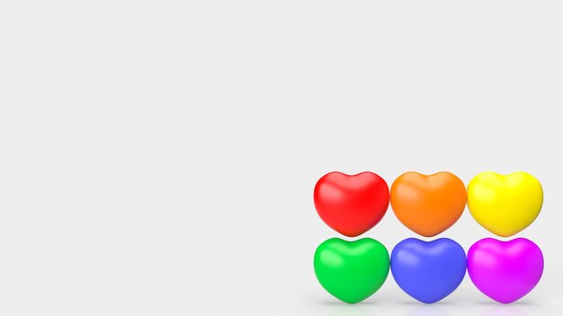 Heart multi color for lgbtq concept 3d rendering