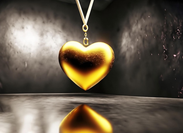 Photo a heart necklace hangs from a chain with the word love on it.