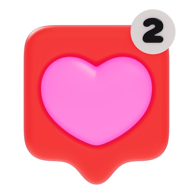 Heart Notification 3D Icon