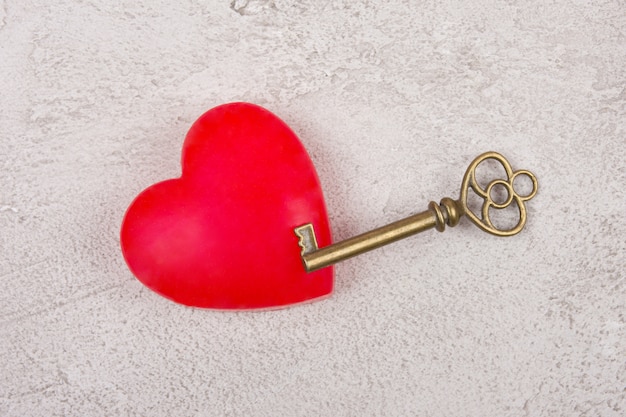 Heart and an old antique key