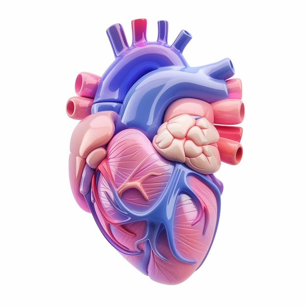 사진 색 배경에 고립 된 심장 장기 3d 스타일