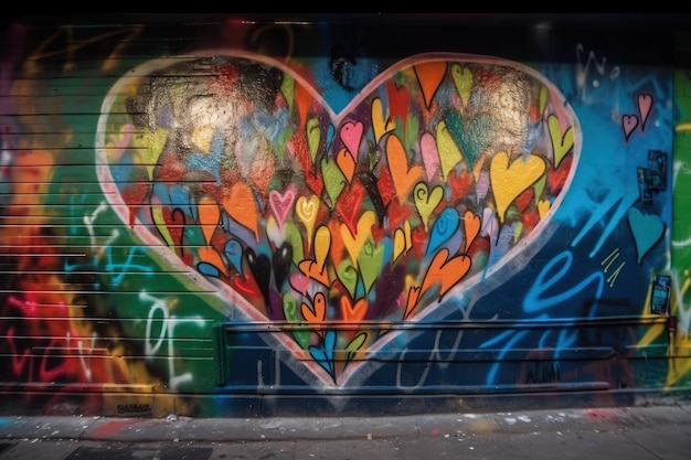 A heart painted on the side of a building generative AI