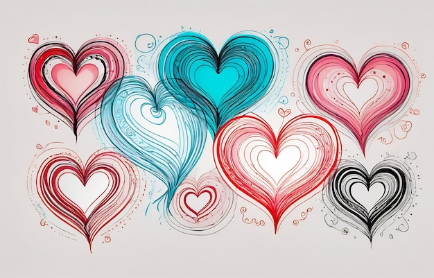heart pattern hand drawn heart sketch set design heart stickers ornaments