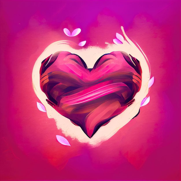 Heart on pink background Digital lustration