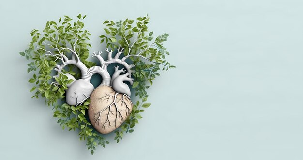 A heart and a plant with a plant on it