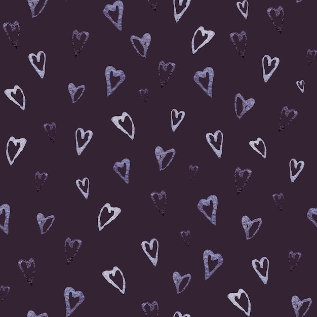 Heart purple glitter violet seamless pattern. A watercolor isolated illustration. Hand drawn.