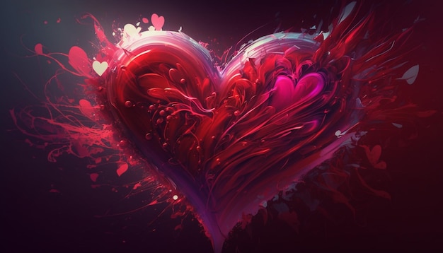 heart red magenta abstract valentines day love digital art illustration