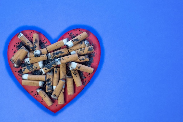 Heart ruined by cigarette smoke, high cholesterol, high blood\
pressure, heart disease, shortness of breath. stop smoking day