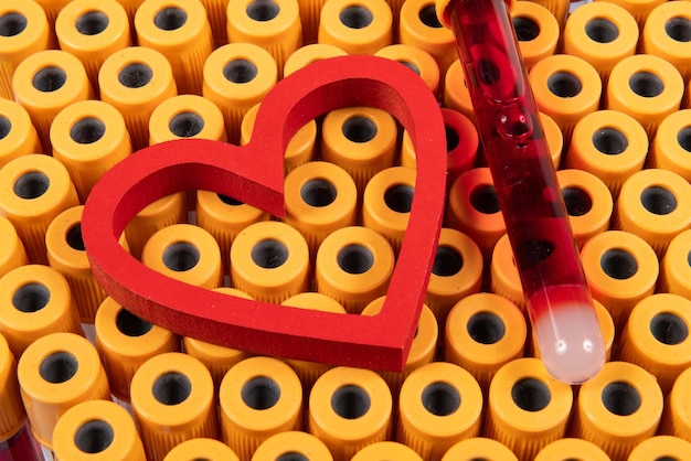 Heart shape over blood collection tubes