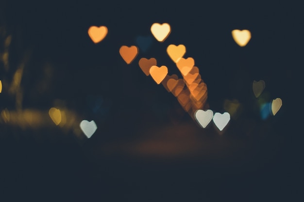 Heart shape bokeh from street light background