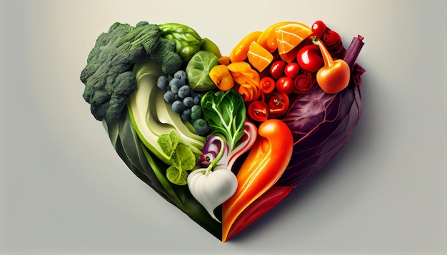 Форма сердца различными овощами и фруктами