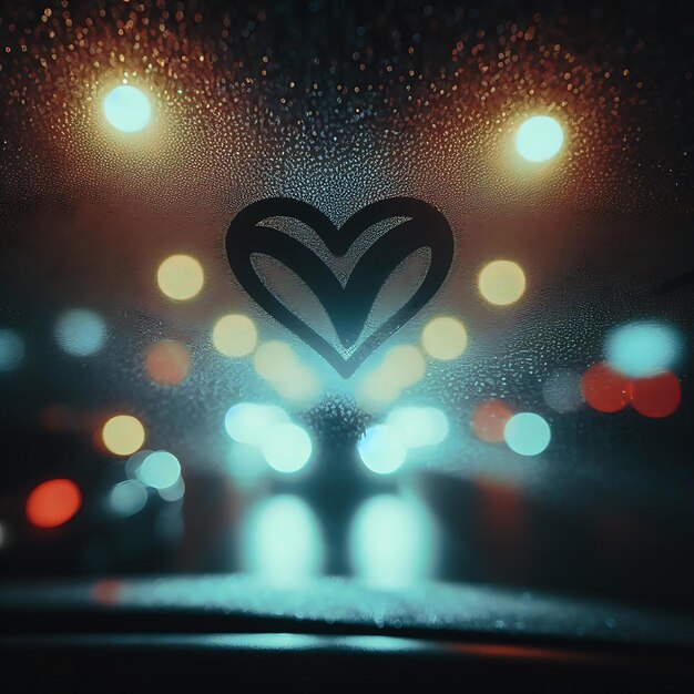 Heart shape on car windshield