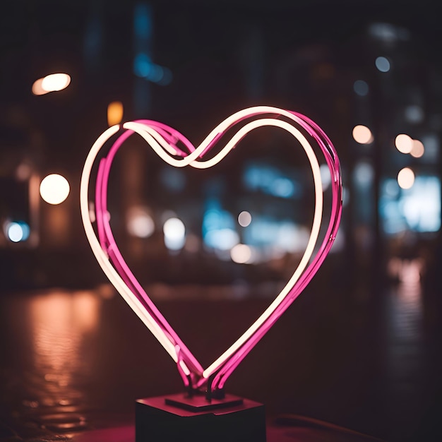 Heart shape in the city at night Valentines day background