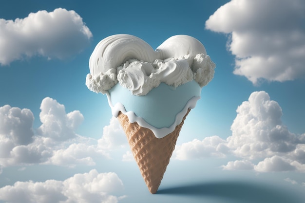 Heart shape cloud ice cream Generative AI