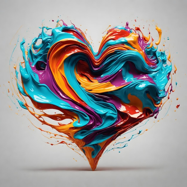 Heart shape color waves abstract shapes around particles color splash color smock color waves